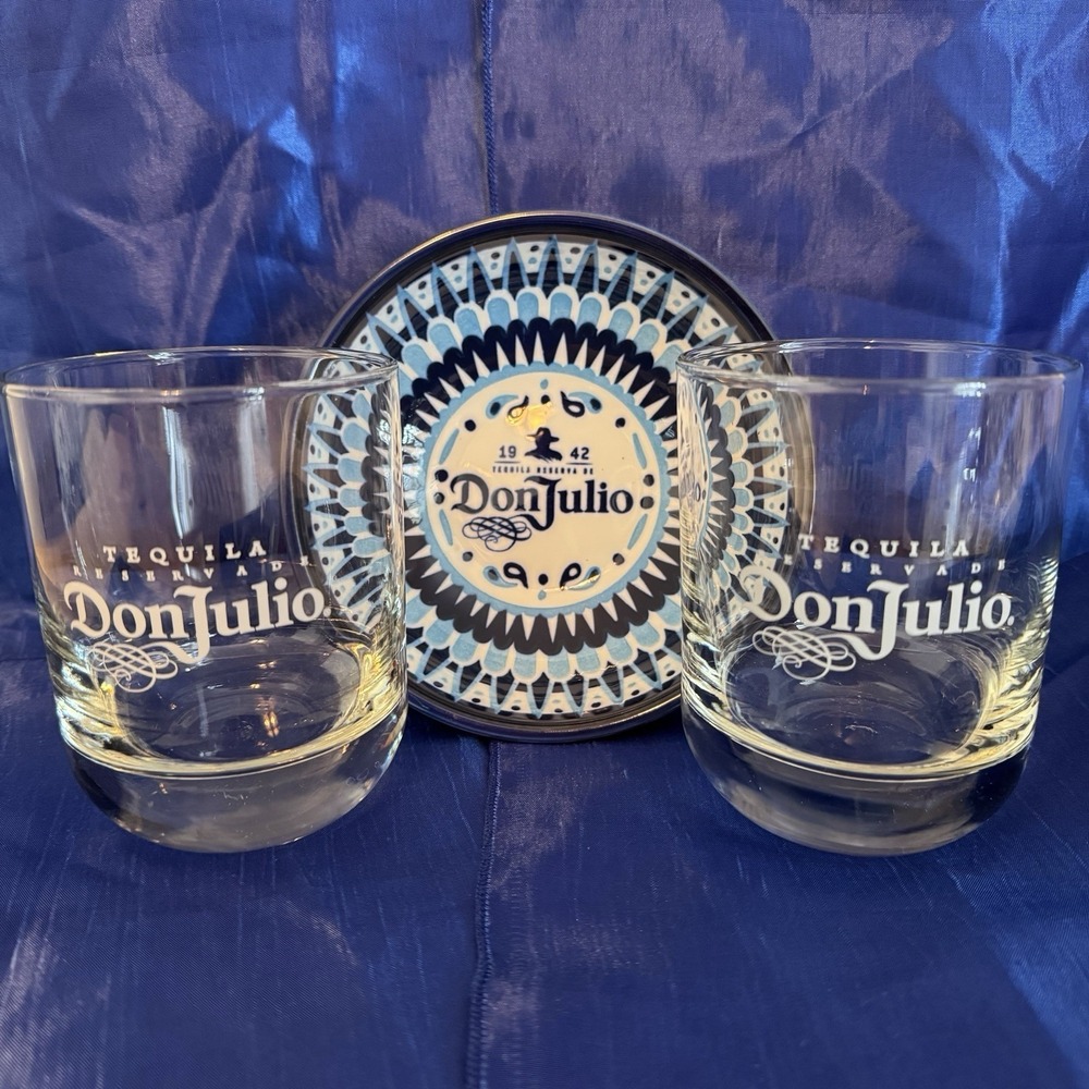 Don Julio Tequila Reservade Glass Low Ball Rocks Cocktail Tumblers 12 oz & Bowl